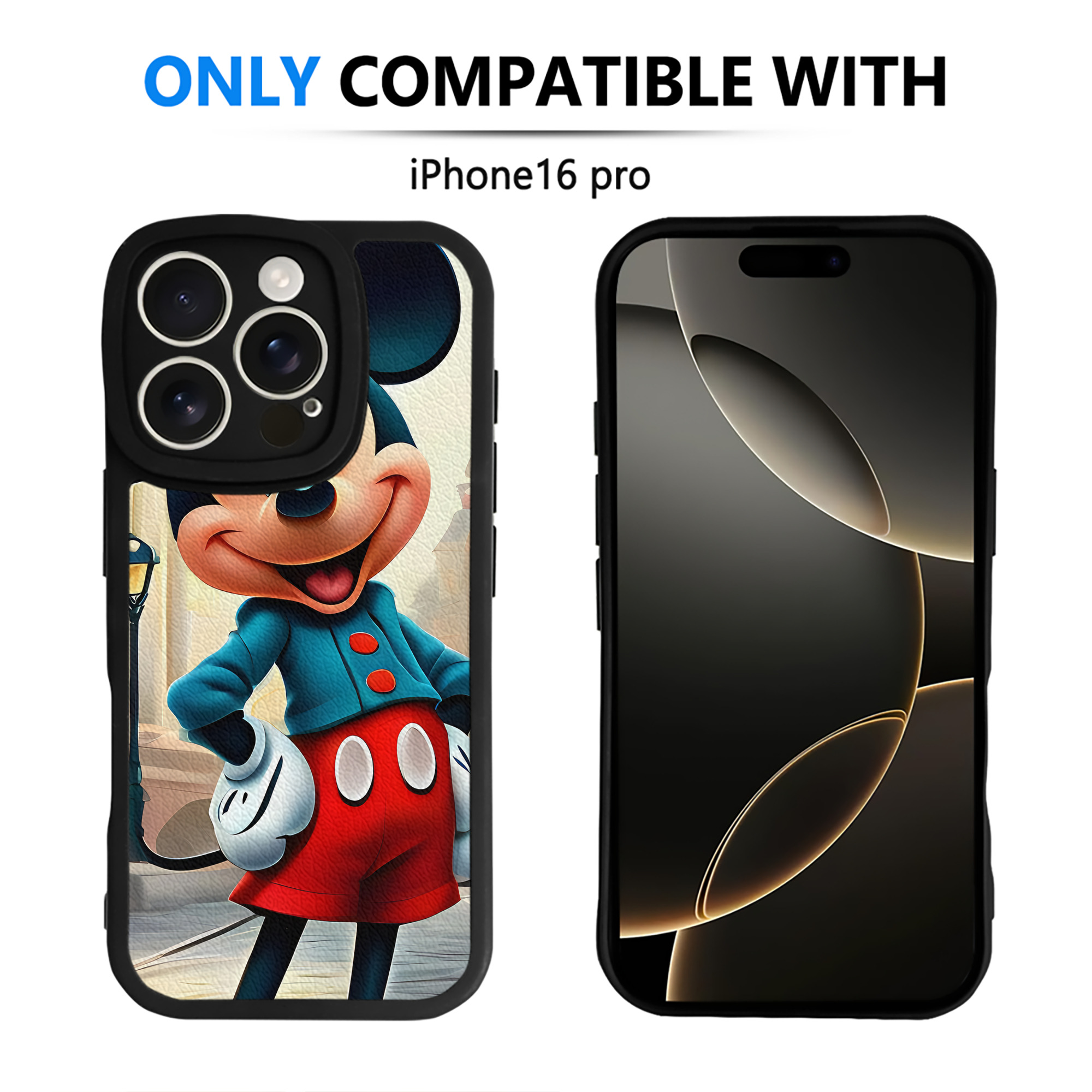 （画像用） ミッキーマウス Mickey Mouse 【iPhone 16シリーズ対応】シリコンスマホケース（レザー調） 材質：シリコン